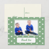 Bedankt voor kerstcadeaus groen wit met foto aankondigingskaart (Voorkant / Achterkant)