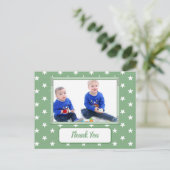 Bedankt voor kerstcadeaus groen wit met foto aankondigingskaart (Staand voorkant)