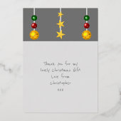 Bedankt voor kerstcadeautjes, foto grijs folie feestdagenkaart (Achterkant)