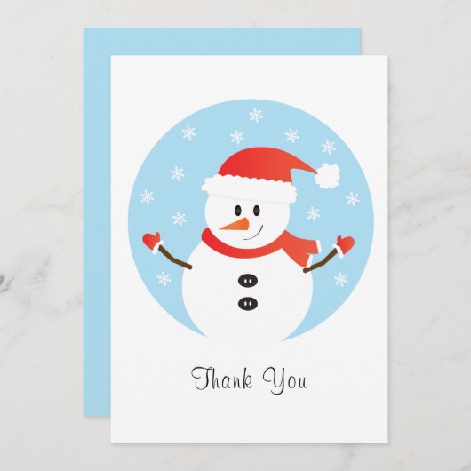 Bedankt voor Kerstmis Snowman Snowflakes Red (Voorkant / Achterkant)