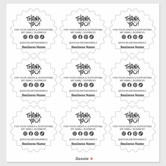 Bedankt voor Klein Bedrijf Sticker (Vel)