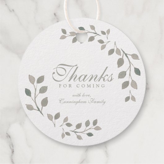 Bedankt voor komende Waterverf bladeren botanische Bedankjes Labels (Achterkant)