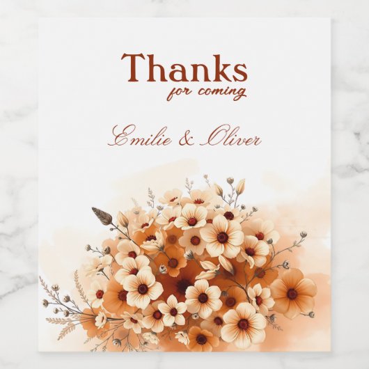 Bedankt voor komst en jouw naam wijn etiket (Enkel label)