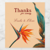 Bedankt voor komst en jouw naam wijn etiket (Enkel label)