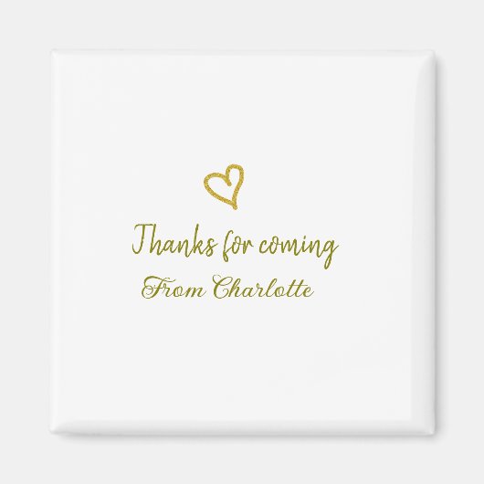 bedankt voor komst Voeg naam toe Tekstbericht Gold Magneet (Voorkant)