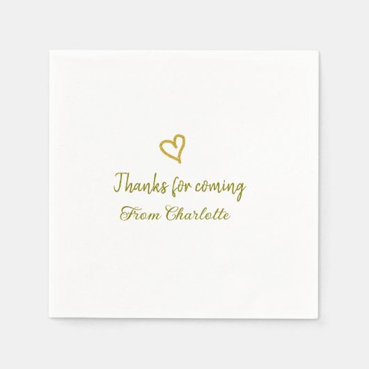 bedankt voor komst Voeg naam toe Tekstbericht Gold Servet (Voorkant)