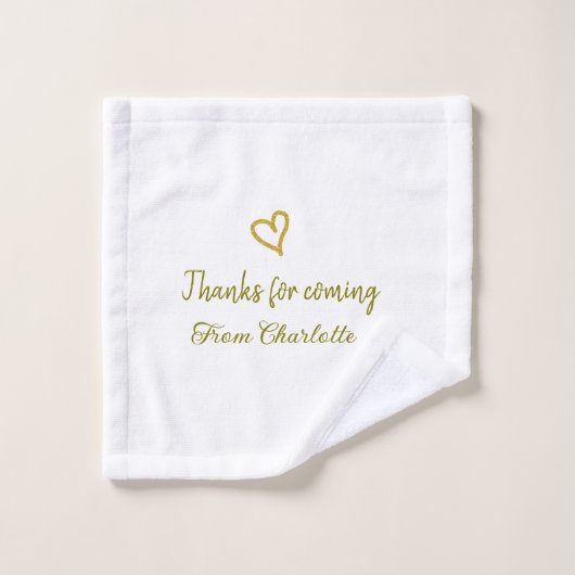 bedankt voor komst Voeg naam toe Tekstbericht Gold Washandje (Wasdoekje)