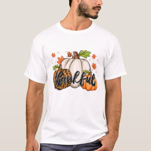 Bedankt voor Leopard Pumpkin Thanksgiving Familie T-shirt (Voorkant)