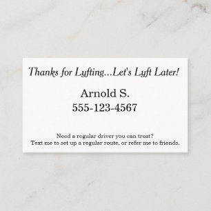 Bedankt voor Lyfting... Laten we Lyft later nog ha Aanbevelingskaartje