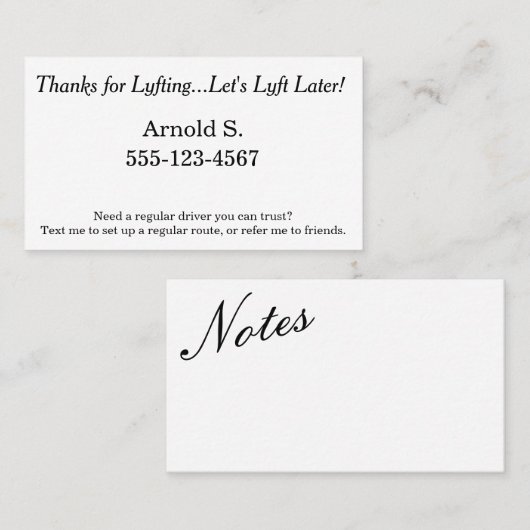 Bedankt voor Lyfting... Laten we Lyft later nog ha Aanbevelingskaartje (Voorkant / Achterkant)