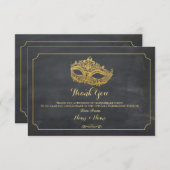 Bedankt voor Masquerade Mask Party Gold (Voorkant / Achterkant)
