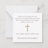 Bedankt voor Memorial Gold Cross Funeral Compact Notitiekaartje (Achterkant)