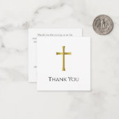 Bedankt voor Memorial Gold Cross Funeral Compact Notitiekaartje (Voorkant / Achterkant in situ)