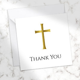 Bedankt voor Memorial Gold Cross Funeral Compact Notitiekaartje