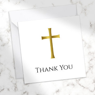 Bedankt voor Memorial Gold Cross Funeral Compact Notitiekaartje