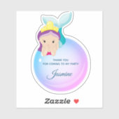 Bedankt voor Mermaid Girly Birthday Party Sticker (Vel)