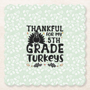 Bedankt voor mijn 5e graadkalkoenen - Thanksgiving Kartonnen Onderzetters