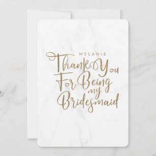 Bedankt voor mijn bridesmaïde typografische marmer