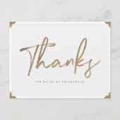 Bedankt voor mijn bruidsmeisje gouden script Bedan Briefkaart (Voorkant)