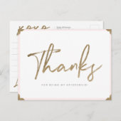 Bedankt voor mijn bruidsmeisje gouden script Bedan Briefkaart (Voorkant / Achterkant)