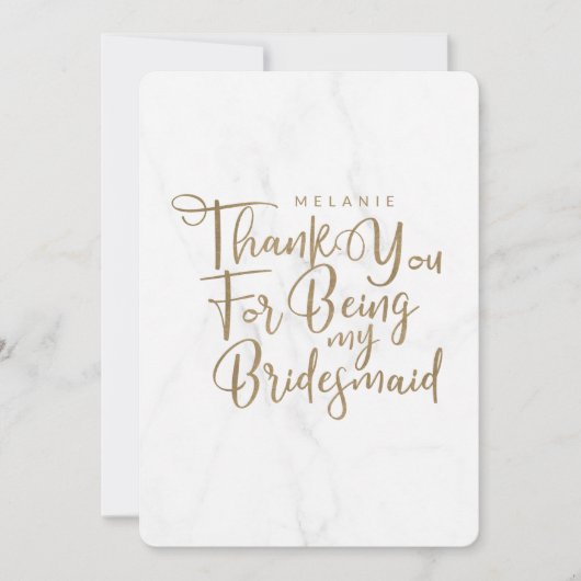 Bedankt voor mijn bruidsmeisje typografie marmer (Voorkant)