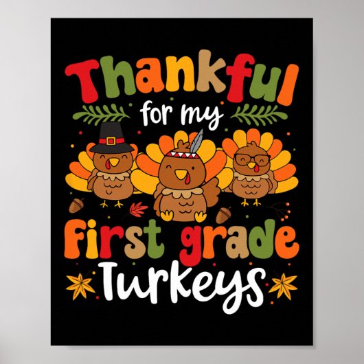 Bedankt voor mijn eerste klas Thanksgiving T Poster (Voorkant)