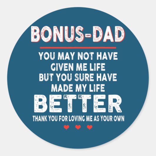 Bedankt voor mijn moeder beste bonusvader ronde sticker (Voorkant)