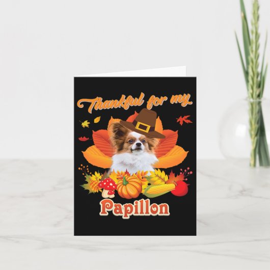 Bedankt voor mijn Papillon Dog Thanksgiving, ik be Kaart (Voorkant)