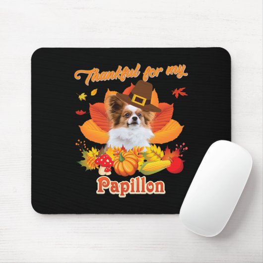 Bedankt voor mijn Papillon Dog Thanksgiving, ik be Muismat (Met muis)