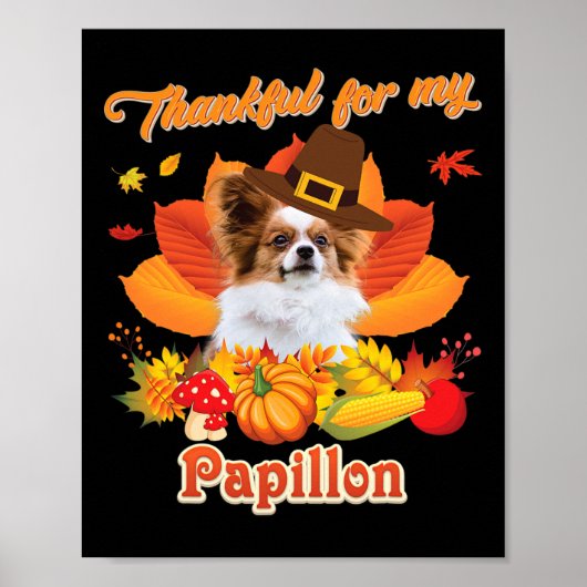 Bedankt voor mijn Papillon Dog Thanksgiving, ik be Poster (Voorkant)