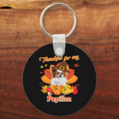Bedankt voor mijn Papillon Dog Thanksgiving, ik be Sleutelhanger (Voorkant)