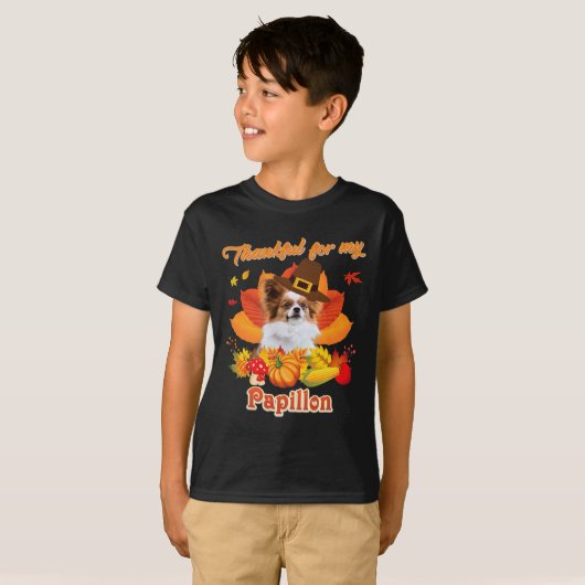 Bedankt voor mijn Papillon Dog Thanksgiving, ik be T-shirt (Voorkant volledig)