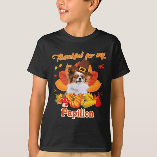 Bedankt voor mijn Papillon Dog Thanksgiving, ik be T-shirt (Voorkant)