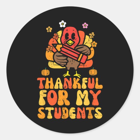 Bedankt voor mijn studenten Thanksgiving Herfst le Ronde Sticker (Voorkant)