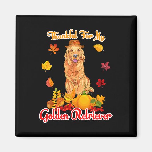Bedankt voor mijn Thanksgiving Golden Retriever Magneet (Voorkant)