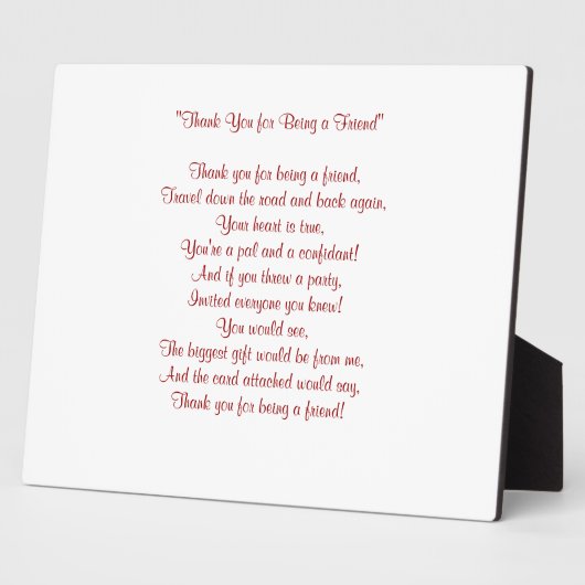 Bedankt voor mijn vriend - Plaque Fotoplaat (Zijkant)