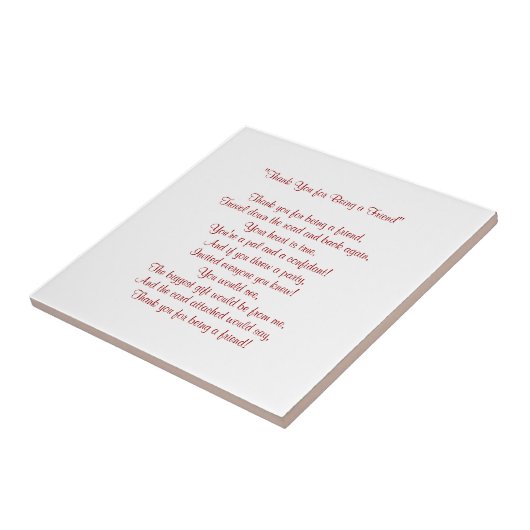 Bedankt voor mijn vriend - Tile / Trivet Tegeltje (Zijkant)