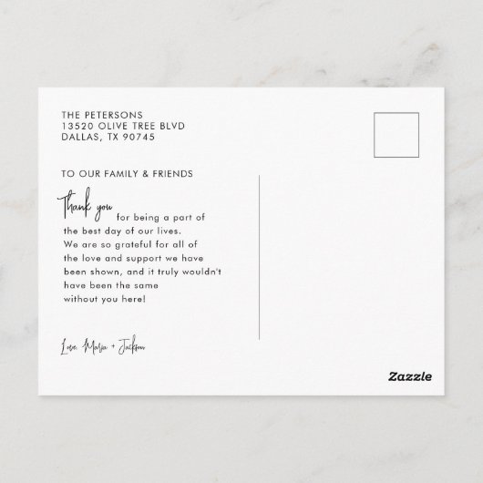 Bedankt voor moderne trouwfoto briefkaart (Achterkant)