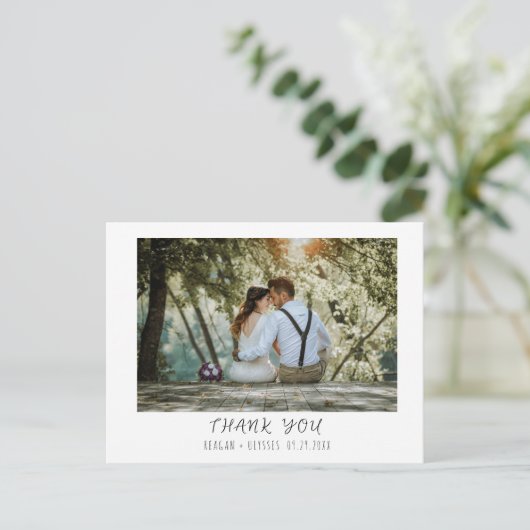 Bedankt voor moderne trouwfoto's  briefkaart (Staand voorkant)
