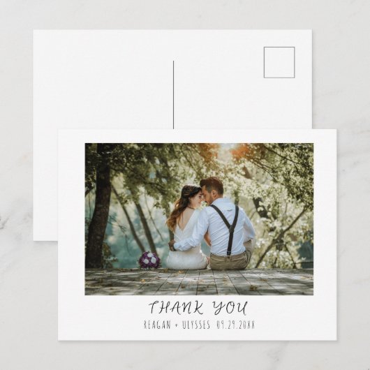 Bedankt voor moderne trouwfoto's  briefkaart (Voorkant / Achterkant)