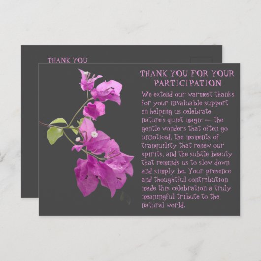 BEDANKT VOOR NATUUR EVENEMENT DEELNAME BRIEFKAART (Voorkant / Achterkant)