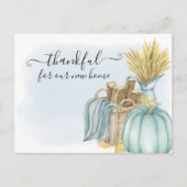 Bedankt voor New Home Rustic Pumpkin Moving Aankondigingskaart (Voorkant)