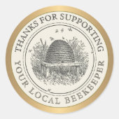 Bedankt voor ondersteuning van uw lokale bijenhoud ronde sticker (Voorkant)