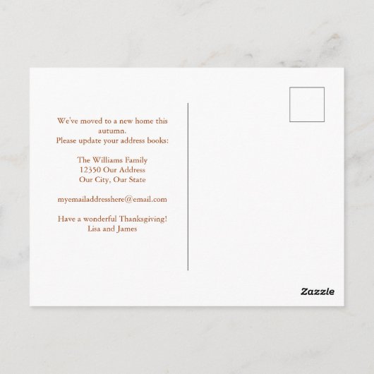Bedankt voor onze nieuwe Thanksgiving voor het adr Briefkaart (Achterkant)