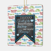 Bedankt voor onze werknemers/helden keramisch ornament (Links)