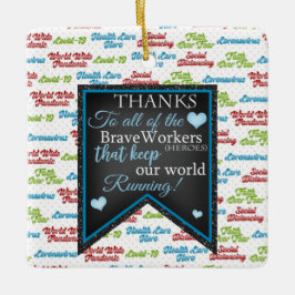 Bedankt voor onze werknemers/helden keramisch ornament