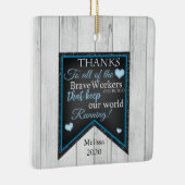 Bedankt voor onze werknemers/helden op maat keramisch ornament (Rechts)