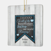 Bedankt voor onze werknemers/helden op maat keramisch ornament (Links)