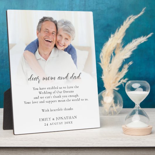 Bedankt voor ouders van Passen getrouwd bruiloft Fotoplaat (Zijkant)