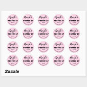 Bedankt voor papaver "by Baby shower Popcorn roze Ronde Sticker (Vel)
